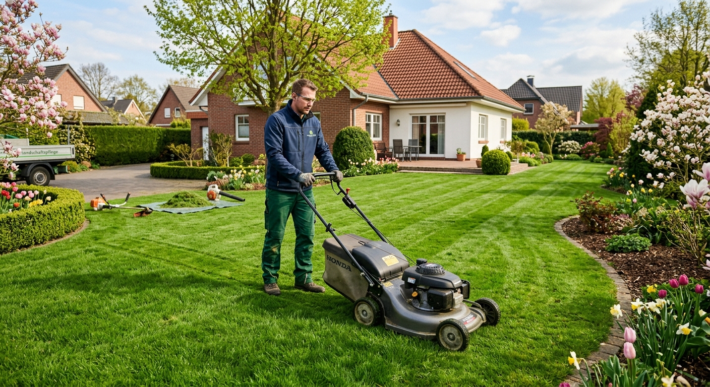 Rasenpflege im Frühling durch professionellen Hausmeisterservice im Harz